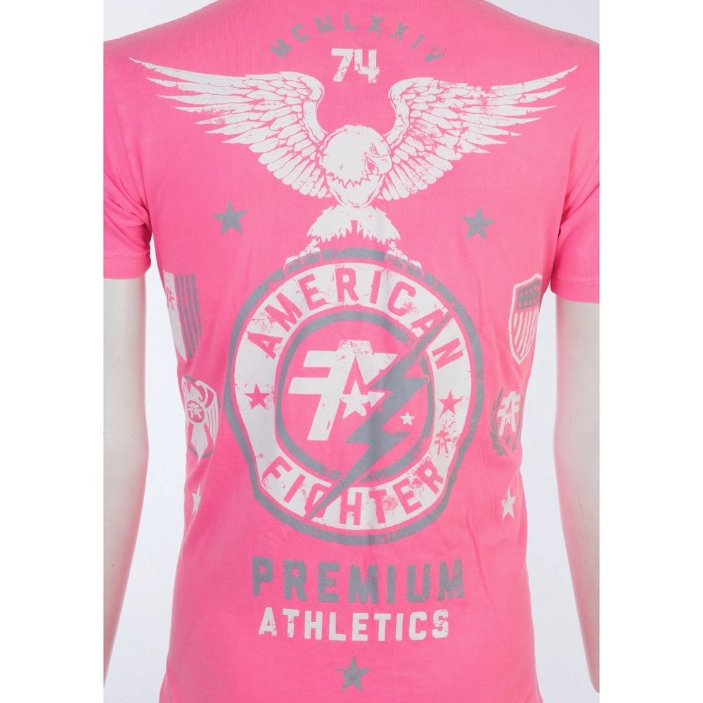 AMERICAN FIGHTER Men's T-Shirt MADISON Athletic Biker GYM Pink MMA - Picture 5 of 10